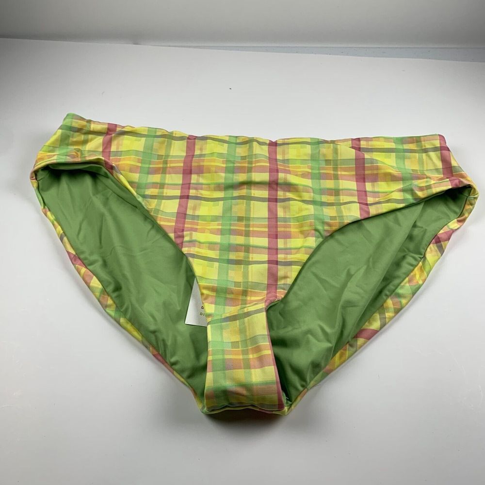 Dippin' Daisy's Bikini‎ Bottoms Womens 1X Green Madras Swimwear Beach Summer